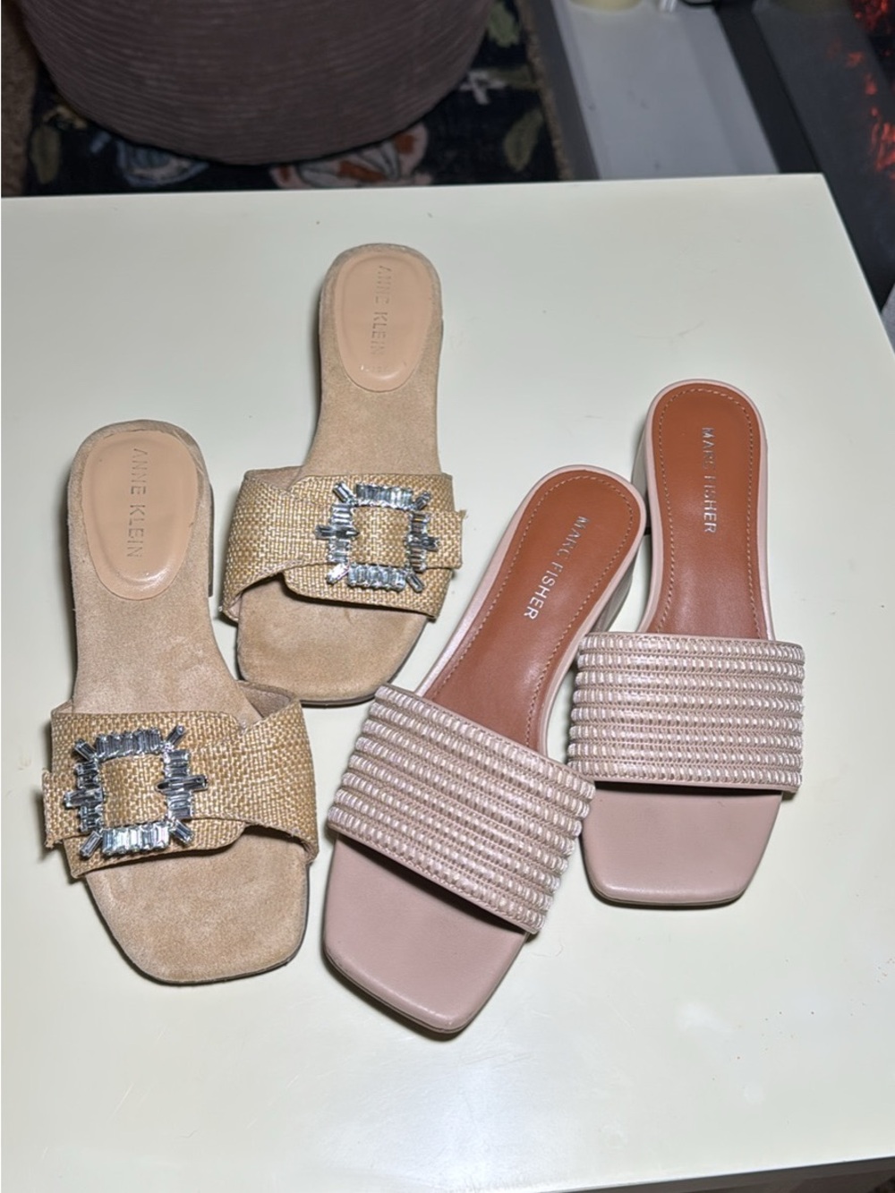 Anne Klein & Marc Fisher Beige Slide Sandals - Neutral Pink-Beige bundle